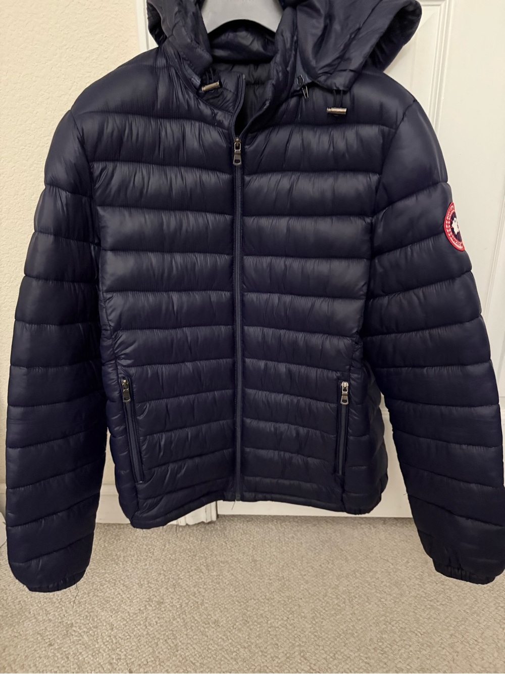 Men's Navy Quilted Hooded Puffer Jacket